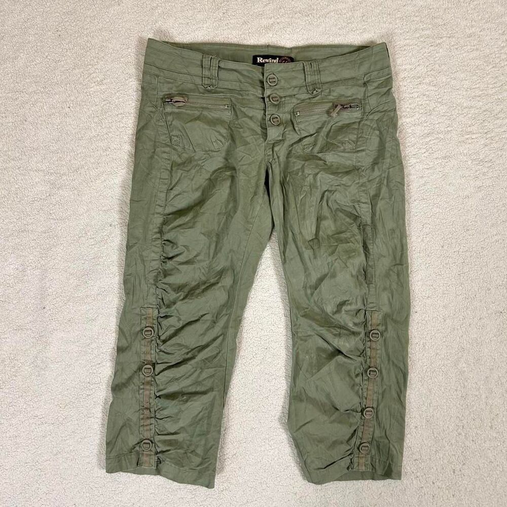 Super Cute Rewind Army Green Cargo Capris